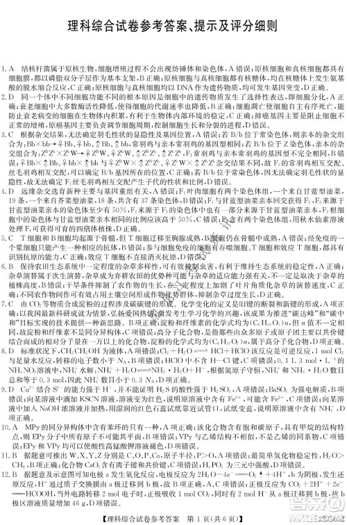 2022齐齐哈尔市高三第三次模拟考试理科综合试题及答案 2022齐齐哈尔市高三第三次模拟考试理科综合试题及答案