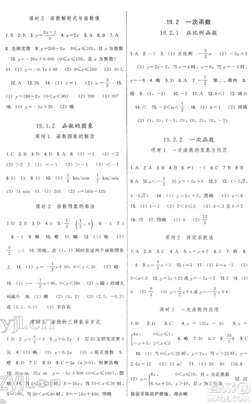 福建人民出版社2022顶尖课课练八年级数学下册人教版答案