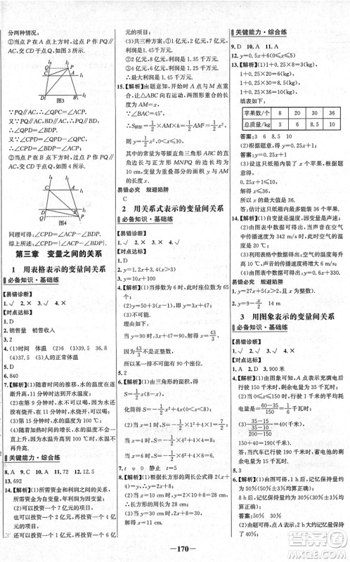 延边大学出版社2022世纪金榜百练百胜七年级数学下册BS北师大版答案