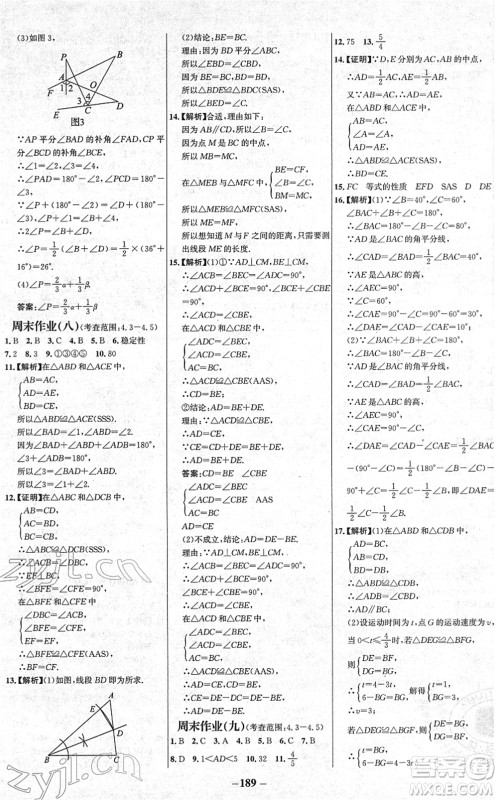 延边大学出版社2022世纪金榜百练百胜七年级数学下册BS北师大版答案