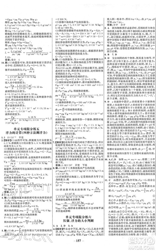 延边大学出版社2022世纪金榜百练百胜八年级物理下册RJ人教版答案