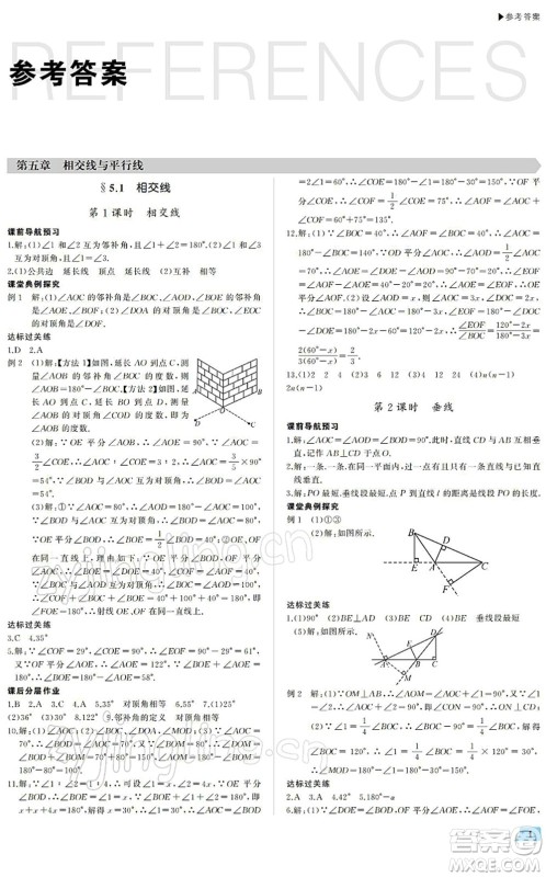 内蒙古大学出版社2022超越训练七年级数学下册R人教版答案