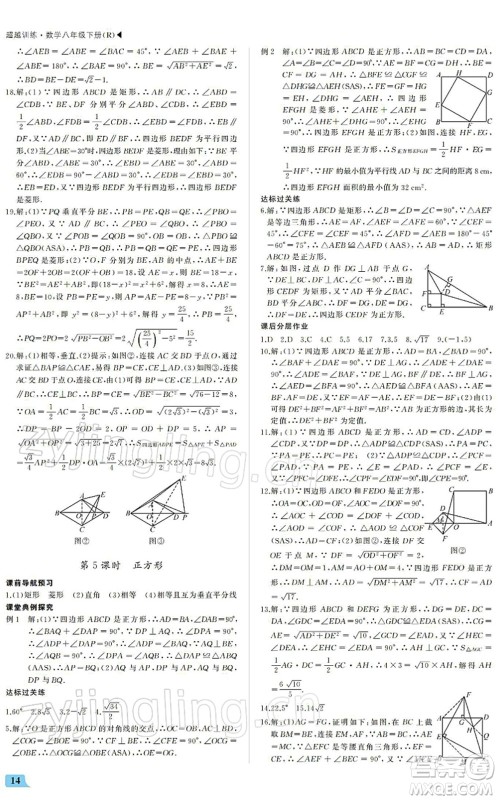 内蒙古大学出版社2022超越训练八年级数学下册R人教版答案