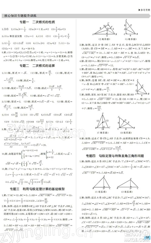 内蒙古大学出版社2022超越训练八年级数学下册R人教版答案