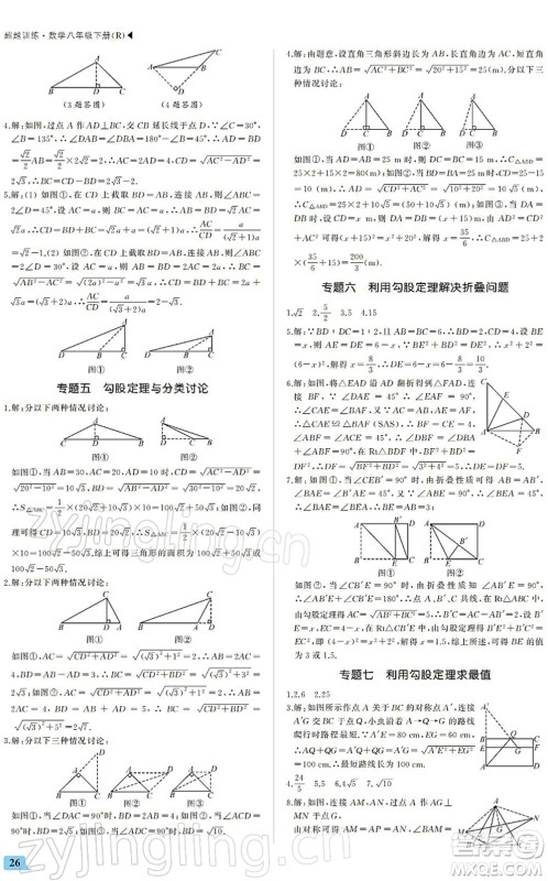 内蒙古大学出版社2022超越训练八年级数学下册R人教版答案