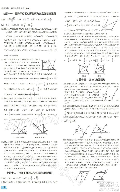 内蒙古大学出版社2022超越训练八年级数学下册R人教版答案