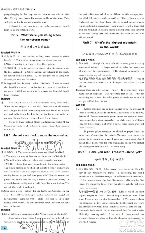 内蒙古大学出版社2022超越训练八年级英语下册R人教版答案