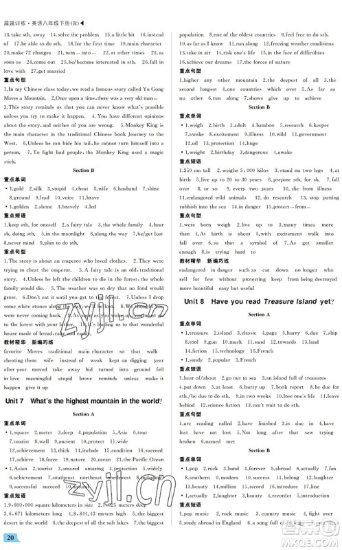 内蒙古大学出版社2022超越训练八年级英语下册R人教版答案