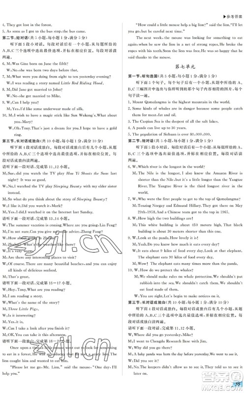 内蒙古大学出版社2022超越训练八年级英语下册R人教版答案