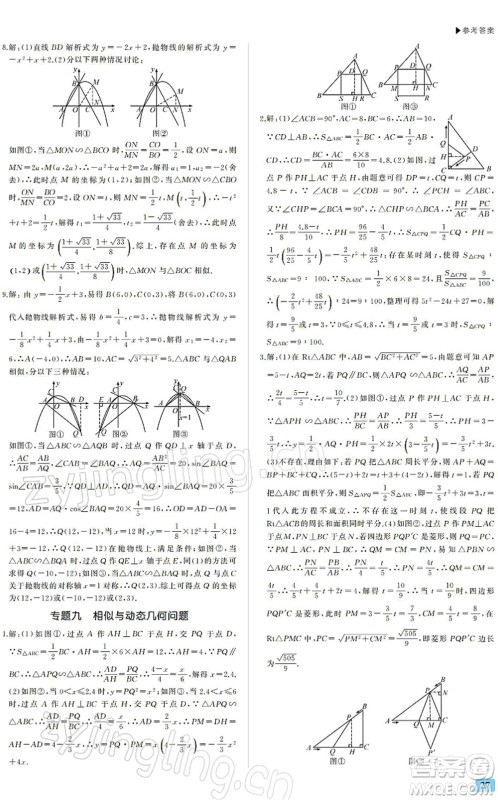 内蒙古大学出版社2022超越训练九年级数学下册R人教版答案
