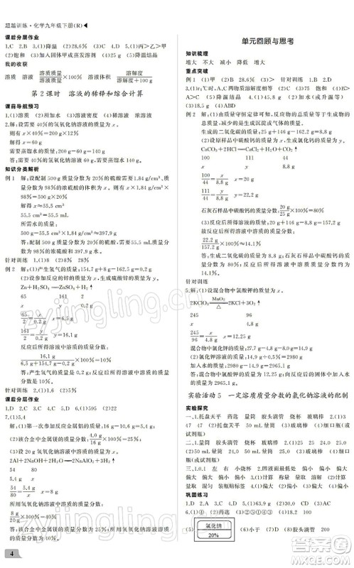 内蒙古大学出版社2022超越训练九年级化学下册R人教版答案 内蒙古大学出版社2022超越训练九年级化学下册R人教版答案