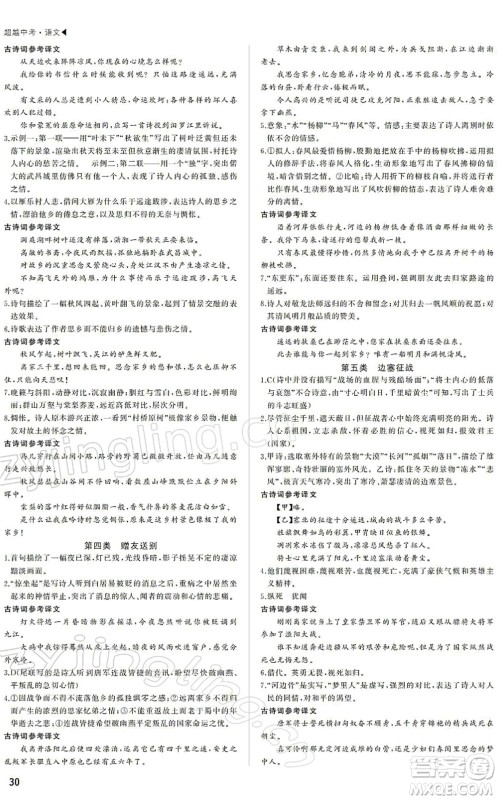 内蒙古大学出版社2022超越中考九年级语文下册人教版答案