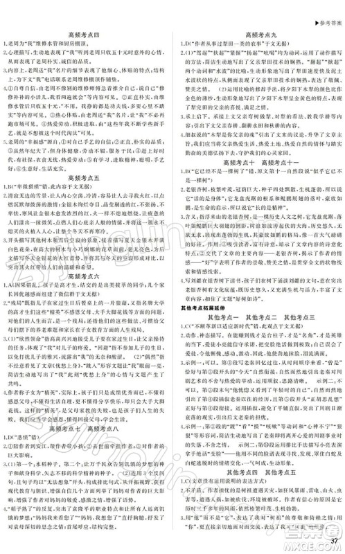 内蒙古大学出版社2022超越中考九年级语文下册人教版答案