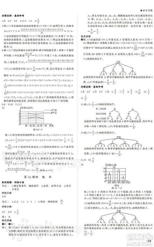 内蒙古大学出版社2022超越中考九年级数学下册人教版答案