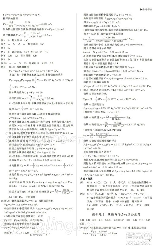 内蒙古大学出版社2022超越中考九年级物理下册人教版答案