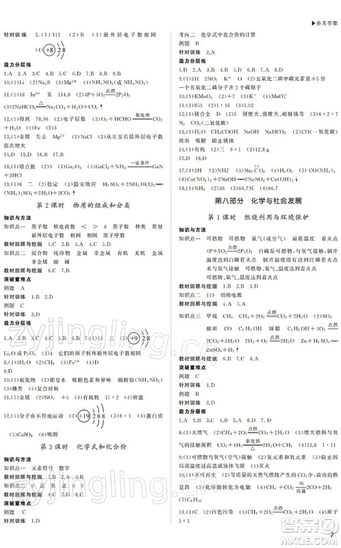 内蒙古大学出版社2022超越中考九年级化学下册人教版答案