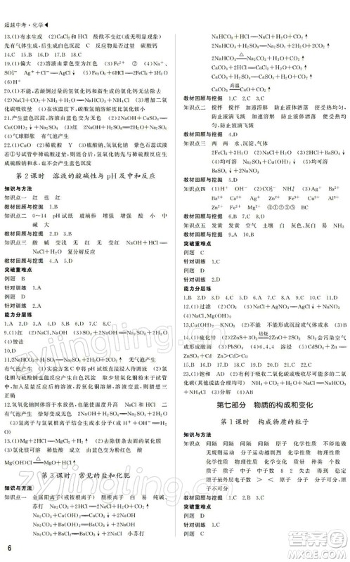 内蒙古大学出版社2022超越中考九年级化学下册人教版答案