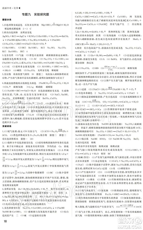 内蒙古大学出版社2022超越中考九年级化学下册人教版答案