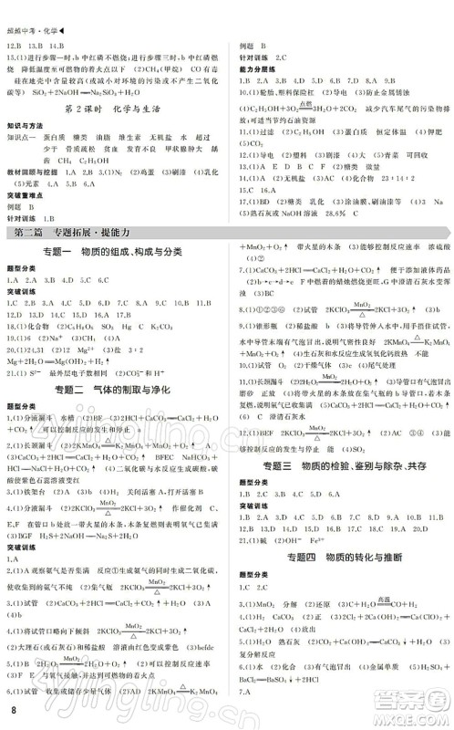 内蒙古大学出版社2022超越中考九年级化学下册人教版答案