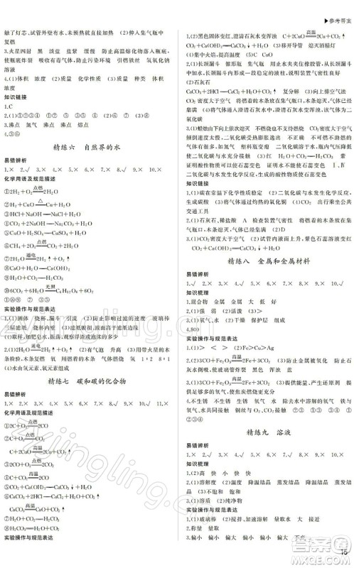 内蒙古大学出版社2022超越中考九年级化学下册人教版答案