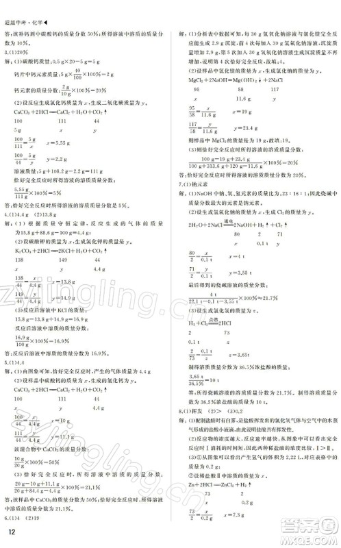 内蒙古大学出版社2022超越中考九年级化学下册人教版答案 内蒙古大学出版社2022超越中考九年级化学下册人教版答案