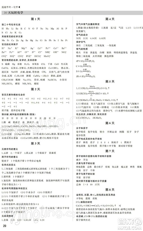 内蒙古大学出版社2022超越中考九年级化学下册人教版答案
