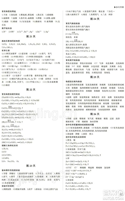 内蒙古大学出版社2022超越中考九年级化学下册人教版答案