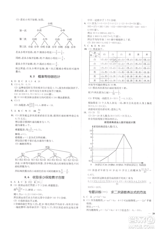 沈阳出版社2022南通小题课时作业本九年级下册数学苏科版参考答案