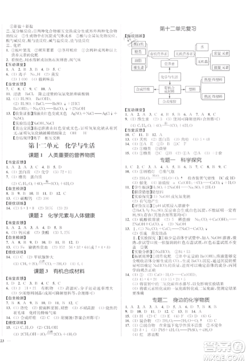 延边大学出版社2022南通小题课时作业本九年级化学下册人教版参考答案