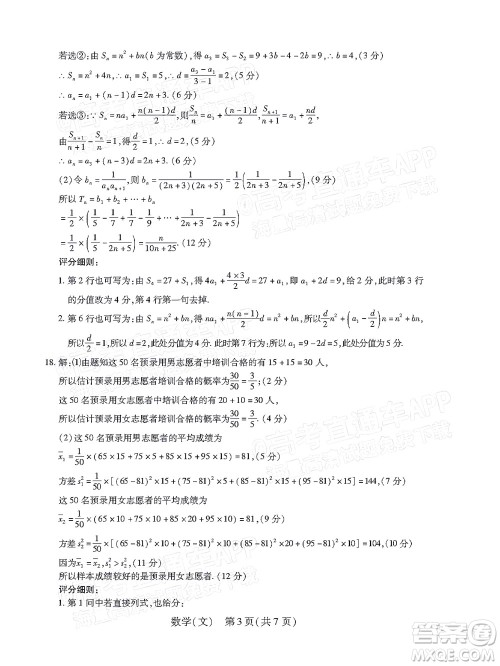 2022智慧上进高三5月高考适应性大练兵文科数学试题及答案