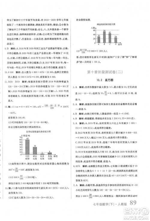北京教育出版社2022提分教练优学导练测试卷七年级下册数学人教版参考答案