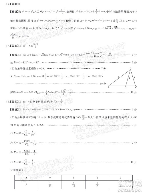 2022届普通高等学校全国统一模拟招生考试新未来5月联考理科数学试题及答案