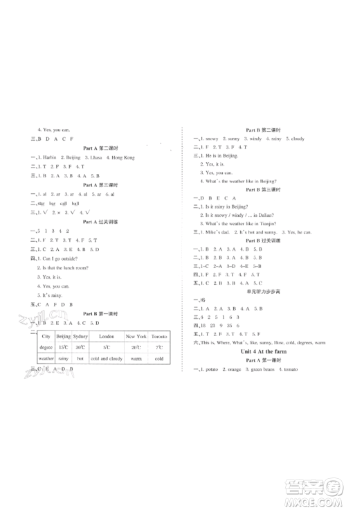 西安出版社2022状元坊全程突破导练测四年级下册英语人教版佛山专版参考答案 西安出版社2022状元坊全程突破导练测四年级下册英语人教版佛山专版参考答案