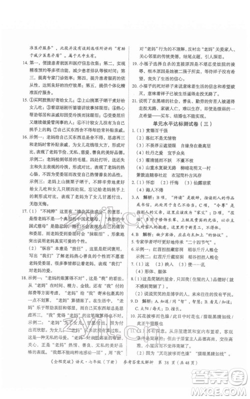 延边大学出版社2022全程突破七年级下册语文人教版答案 延边大学出版社2022全程突破七年级下册语文人教版答案