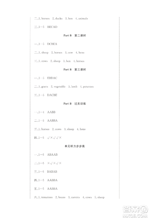 西安出版社2022状元坊全程突破导练测四年级下册英语人教版顺德专版参考答案 西安出版社2022状元坊全程突破导练测四年级下册英语人教版顺德专版参考答案