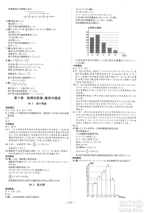 方圆电子音像出版社2022思路教练同步课时作业七年级下册数学人教版参考答案