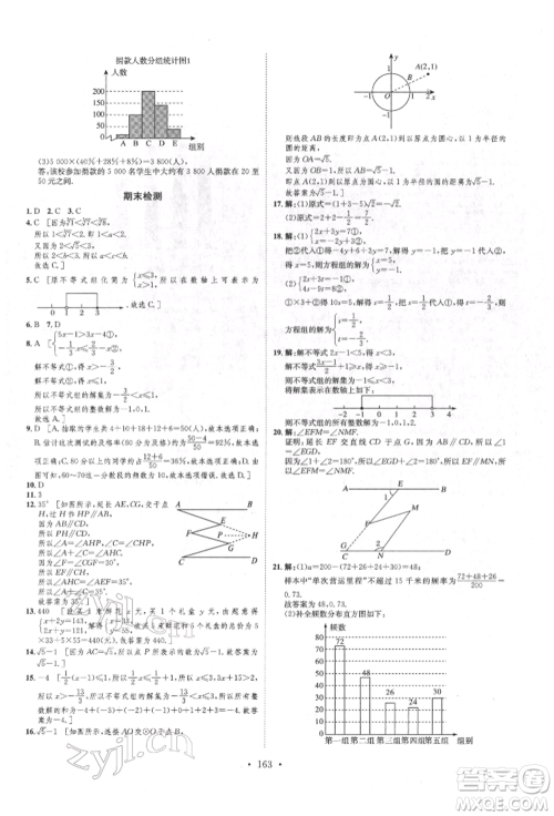 方圆电子音像出版社2022思路教练同步课时作业七年级下册数学人教版参考答案