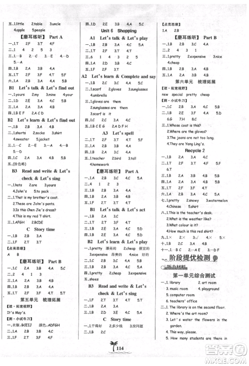延边大学出版社2022世纪金榜金榜小博士课时提优作业四年级下册英语人教版参考答案 延边大学出版社2022世纪金榜金榜小博士课时提优作业四年级下册英语人教版参考答案