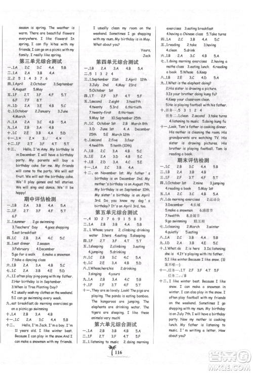 延边大学出版社2022世纪金榜金榜小博士课时提优作业五年级下册英语人教版参考答案 延边大学出版社2022世纪金榜金榜小博士课时提优作业五年级下册英语人教版参考答案