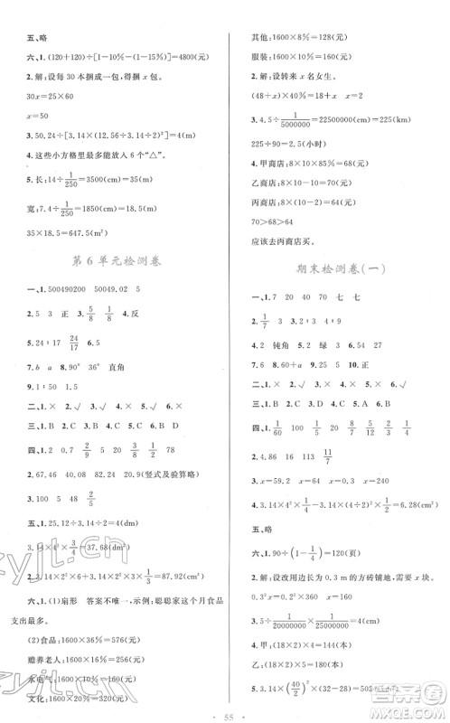 青海人民出版社2022快乐练练吧同步练习六年级数学下册人教版青海专用答案 青海人民出版社2022快乐练练吧同步练习六年级数学下册人教版青海专用答案