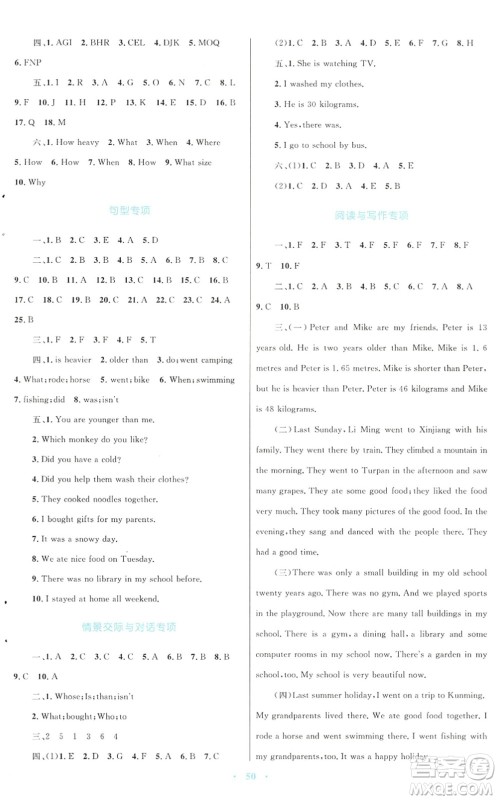 青海人民出版社2022快乐练练吧同步练习六年级英语下册人教版青海专用答案 青海人民出版社2022快乐练练吧同步练习六年级英语下册人教版青海专用答案