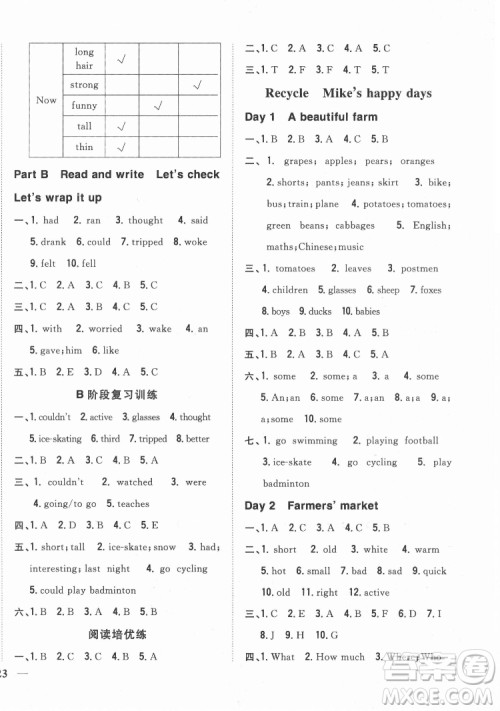 吉林人民出版社2022全科王同步课时练习英语六年级下册人教版答案