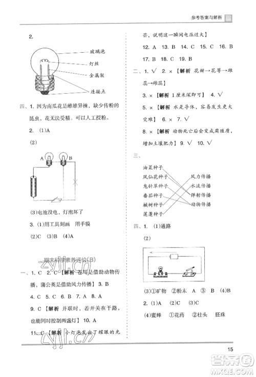 湖南师范大学出版社2022木头马分层课课练四年级下册科学教科版参考答案 湖南师范大学出版社2022木头马分层课课练四年级下册科学教科版参考答案