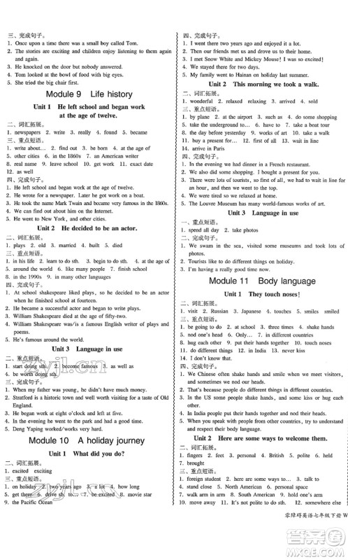 电子科技大学出版社2022零障碍导教导学案七年级英语下册WYYY外研版答案