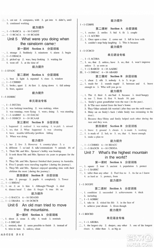 电子科技大学出版社2022零障碍导教导学案八年级英语下册RJYY人教版答案 电子科技大学出版社2022零障碍导教导学案八年级英语下册RJYY人教版答案