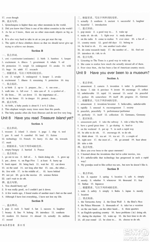 电子科技大学出版社2022零障碍导教导学案八年级英语下册RJYY人教版答案 电子科技大学出版社2022零障碍导教导学案八年级英语下册RJYY人教版答案
