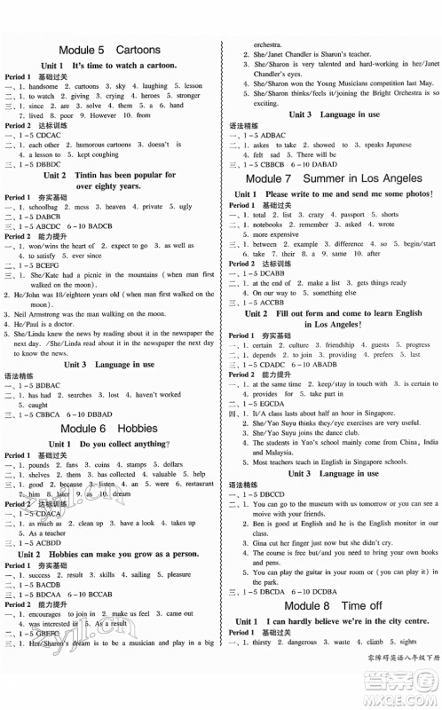 电子科技大学出版社2022零障碍导教导学案八年级英语下册WYYY外研版答案 电子科技大学出版社2022零障碍导教导学案八年级英语下册WYYY外研版答案