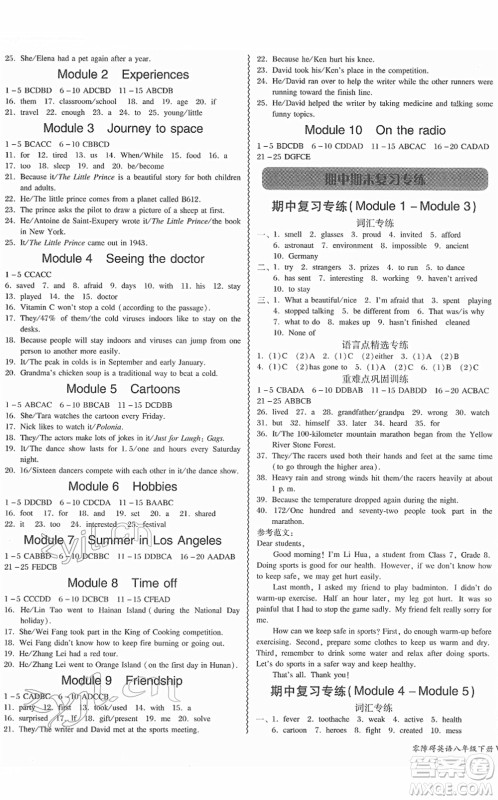 电子科技大学出版社2022零障碍导教导学案八年级英语下册WYYY外研版答案 电子科技大学出版社2022零障碍导教导学案八年级英语下册WYYY外研版答案