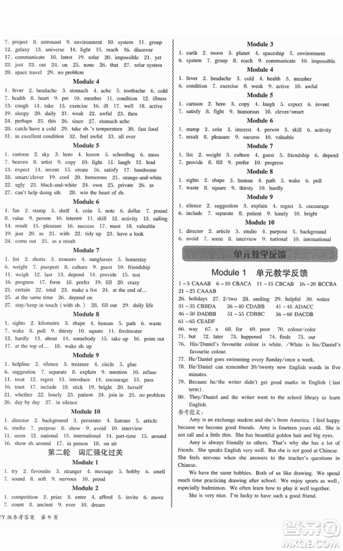 电子科技大学出版社2022零障碍导教导学案八年级英语下册WYYY外研版答案