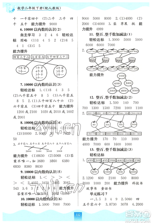 广西教育出版社2022自主学习能力测评二年级下册数学人教版参考答案